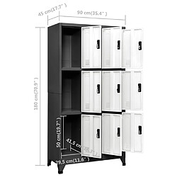 vidaXL Armoire à casiers Anthracite et blanc 90x45x180 cm Acier pas cher