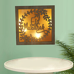 Eid Carré En Bois LED Lampe Table Maison Chevet Décor Lumières Musulmanes Style Blanc Chaud 1 pas cher