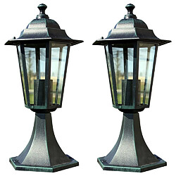 vidaXL Lampes de jardin 2 pcs Vert foncé/Noir Aluminium 