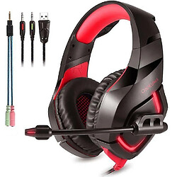 Chrono Casque Gaming, Professional PC stéréo casque de gaming Casque rétractable USB, LED Over Ear Casque pour PS4, PC, Xbox One, ordinateur portable 