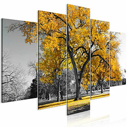 Paris Prix Tableau 5 Panneaux Autumn in the Park Wide Gold 50 x 100 cm 