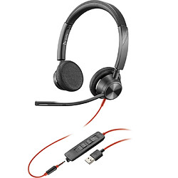 Plantronics Blackwire 3320 Micro Casque Filaire Intra-Auriculaire USB-C Serre Tête Léger et Confortable Annulation de Bruit Micro Perche 32Ohms Noir