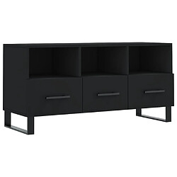 Maison Chic Meuble TV scandinave - Banc TV pour salon noir 102x36x50 cm bois d'ingénierie -MN22828