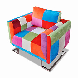 Maison Chic Fauteuil relax,Chair cube avec design de patchwork Chrome Tissu -MN57460