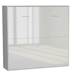 Inside 75 Armoire lit horizontale escamotable STRADA-V2 structure blanc mat façade blanc brillant couchage 160*200 cm.