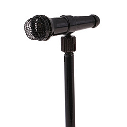 Avis 1/12 mini modèle de microphone en métal poupée avec décoration de meubles sur pied