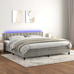 vidaXL Sommier à lattes de lit matelas et LED Gris clair 200x200 cm 