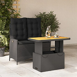 Maison Chic Ensemble à manger d'extérieur 2 pcs avec coussins,Salon de jardin,Mobilier de jardin noir résine tressée -GKD996151