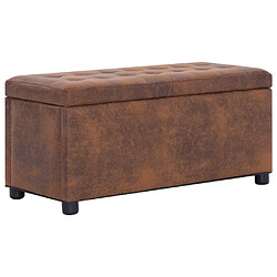 vidaXL Pouf de rangement 87,5 cm Marron Similicuir daim