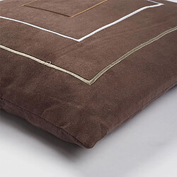 Thedecofactory KEVIN - Coussin aspect suédine avec broderies marron 40x40