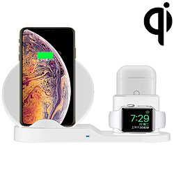 Wewoo Chargeur sans fil Support de rapide N30 3 en 1 pour téléphones intelligents Qi Standard, iWatch et AirPods (Blanc)