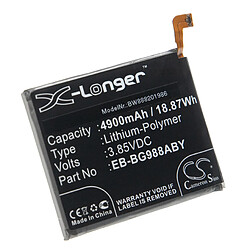 vhbw Batterie remplacement pour Samsung EB-BG988ABY pour smartphone (4900mAh, 3,85V, Li-polymère) 