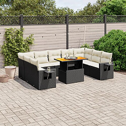 Maison Chic Salon de jardin 10 pcs avec coussins, Ensemble Tables et chaises d'extérieur noir résine tressée -GKD916625