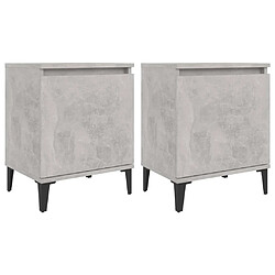 Maison Chic Lot de 2 Tables de chevet,Table de nuit,Table d'appoint pour salon pieds en métal - Gris béton 40x30x50 cm -MN13012