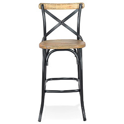 Alterego Tabouret de bar 'COTTAGE' en bois finition Noyer effet vieilli noir