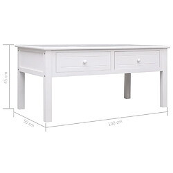 vidaXL Table basse Blanc 100x50x45 cm Bois pas cher