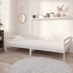 vidaXL Lit de repos avec matelas 90x200 cm Blanc Bois de pin massif