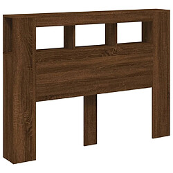 Maison Chic Tête de lit scandinave à LED,meuble de chambre chêne marron 140x18,5x103,5cm bois ingénierie -MN13102 pas cher