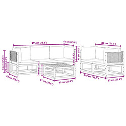 vidaXL Salon de jardin avec coussins 6 pcs bois d'acacia solide pas cher