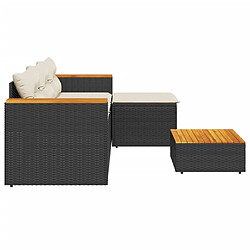 Acheter vidaXL Salon de jardin 3 pcs avec coussins noir résine tressée