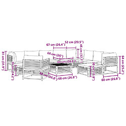 Acheter vidaXL Salon de jardin avec coussins 12 pcs bois massif d'acacia