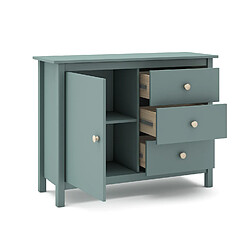 Acheter Pegane Commode, meuble de rangement avec 3 tiroirs en pin coloris vert pétrole - Longueur 90 x Profondeur 40 x Hauteur 80 cm