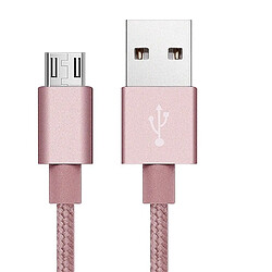 Câble Metal Nylon Renforcé Chargeur USB/Micro USB Longueur 2m Couleur Rose Compatible Samsung LG Sony Wiko Blackberry Motorola Asus Huawei Honor Xiaomi Oppo Archos TEENO Little Boutik® 