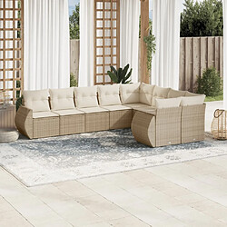 vidaXL Salon de jardin avec coussins 9 pcs beige résine tressée 