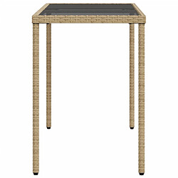 Maison Chic Table de jardin | Table d'extérieur dessus en verre beige 115x54x74 cm poly rotin -GKD80989 pas cher