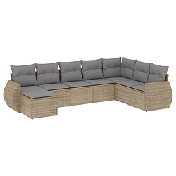 vidaXL Salon de jardin avec coussins 8 pcs beige résine tressée