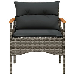 Acheter vidaXL Salon de jardin avec coussins 3 pcs gris résine tressée