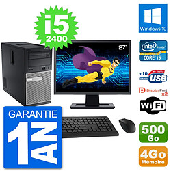 PC Tour Dell 7010 Ecran 27" Intel i5-2400 RAM 4Go Disque 500Go Windows 10 Wifi · Occasion 