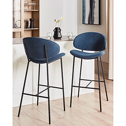 Beliani Tabouret de bar Set de 2 Tissu Bleu marine KIANA