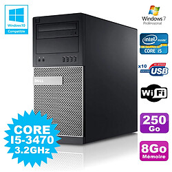 PC Tour Dell Optiplex 790 Intel I5-3470 3.2Ghz 8Go 250Go DVD WIFI Win 7 · Occasion 