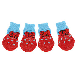 4 pcs chien chaussettes chien plancher chaussettes chaussettes chaussures antidérapant protecteur chaussettes s rouge bottes pour chiens