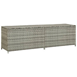 Helloshop26 Coffre boîte meuble de jardin rangement résine tressée 200 x 50 x 60 cm gris 02_0013122 