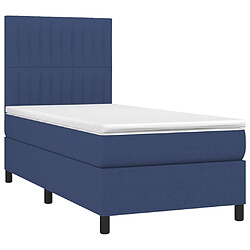 Avis Sommier à lattes et LED,Cadre à lattes de lit avec matelas pour Adulte Bleu 90x190cm Tissu -MN62736