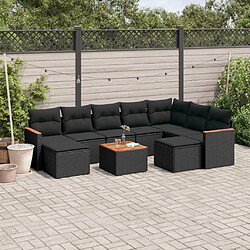 Maison Chic Salon de jardin 10 pcs avec coussins, Ensemble Tables et chaises d'extérieur noir résine tressée -GKD742648