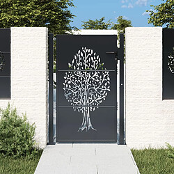 vidaXL Portail de jardin anthracite 105x155cm acier conception d'arbre 