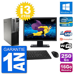 PC Lenovo M91p SFF Ecran 27" Intel i3-2100 RAM 16Go Disque 250Go Windows 10 Wifi · Occasion 