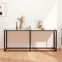 Maison Chic Table console | Meuble d'entrée | Table d'appoint Marbre blanc 180x35x75,5 cm Verre trempé -GKD70620