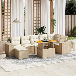 vidaXL Salon de jardin avec coussins 8 pcs beige résine tressée 