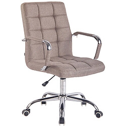 Decoshop26 Fauteuil de bureau sur roulettes hauteur réglable pivotant accoudoirs en tissu taupe 10_0002476 