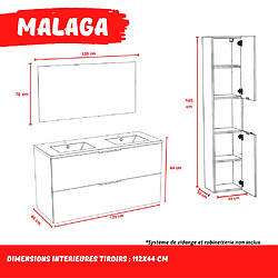 Acheter Le Quai Des Affaires Meuble sous-vasque MALAGA 120 cm + vasque + miroir + colonne / Chene blanchi