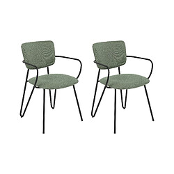 Beliani Chaise de salle à manger Set de 2 Tissu Vert foncé ELKO 