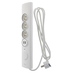 Multiprise d'angle 3P 16A + 1P 16A latérale + 2 USB parafoudre précâblée - Otio