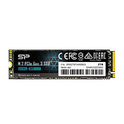 Silicon-Power P34A60 Disque Dur SSD Interne 512Go M.2 2280 NVMe 2200Mo/s Noir