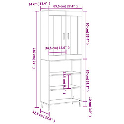 vidaXL Buffet haut Sonoma gris 69,5x34x180 cm Bois d'ingénierie pas cher