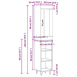 Acheter vidaXL Buffet haut Noir 34,5x34x180 cm Bois d'ingénierie