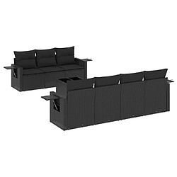 vidaXL Salon de jardin 8 pcs avec coussins noir résine tressée